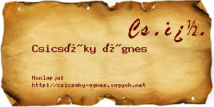 Csicsáky Ágnes névjegykártya